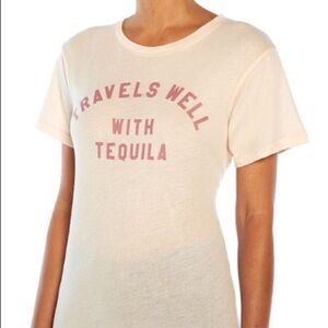 Wildfox pink Travels well with Tequila tee size small NWT